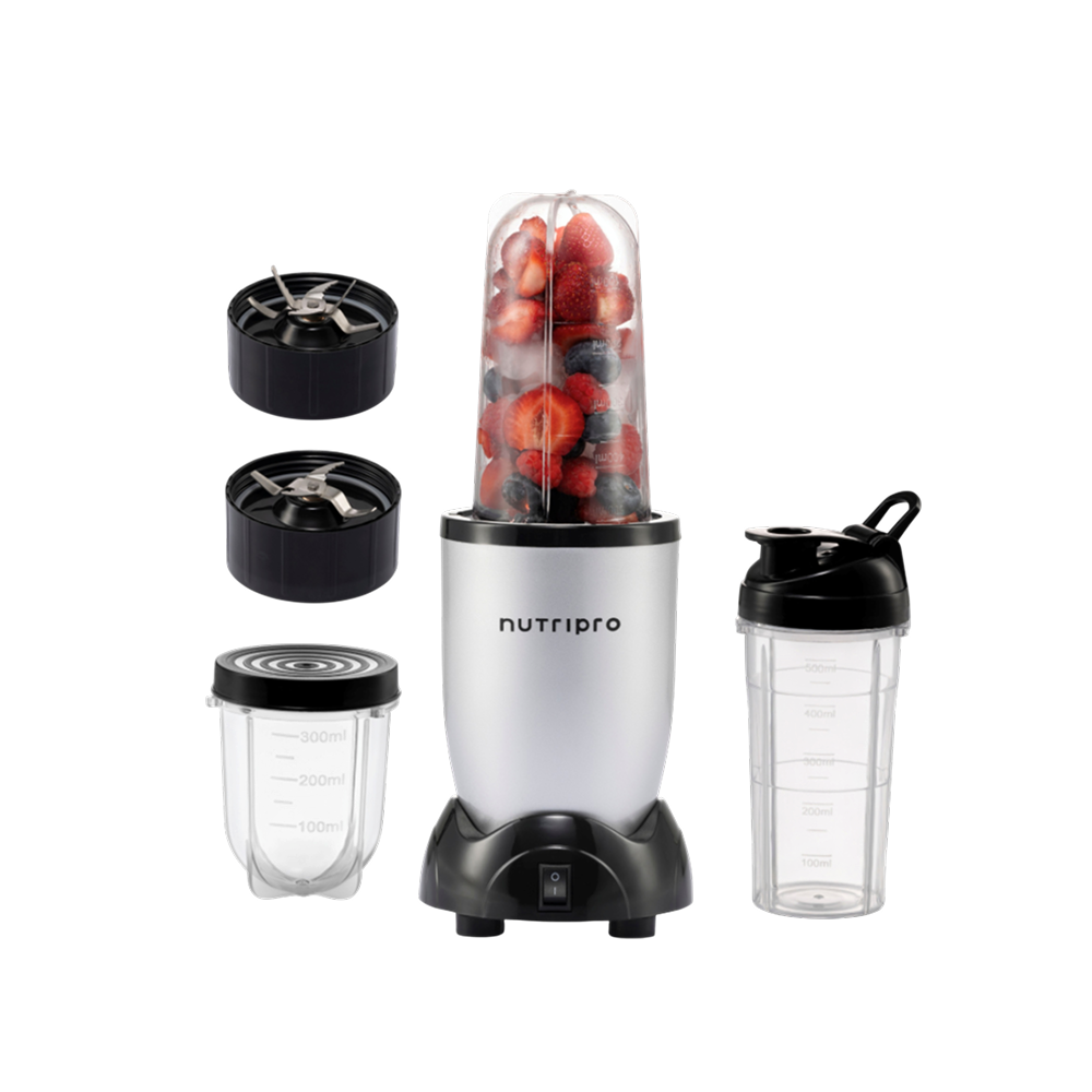 NutriPro 500W silver juicer mixer grinder with three jars