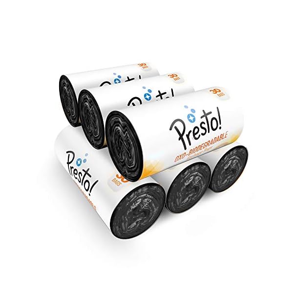 Six rolls of Presto medium black garbage bags